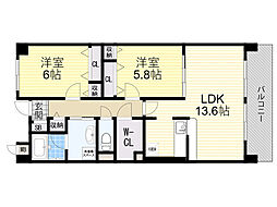 エヴァン千里山 2LDKの間取図画像
