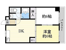 上新庄グランドハイツ北 2DKの間取図画像