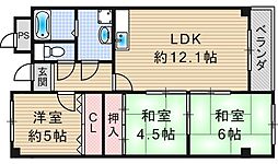プランドール・耳原 3LDKの間取図画像