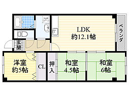 プランドール・耳原 3LDKの間取図画像