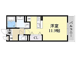 クレール西の庄 ワンルームの間取図画像