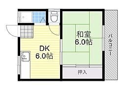 椿ハイツ 1DKの間取図画像