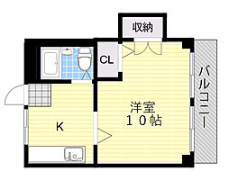 山崎第5マンション 1Kの間取図画像
