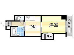 上新庄グランドハイツ北 1DKの間取図画像