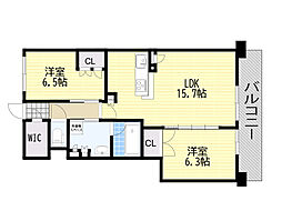 ジオ茨木西中条 2LDKの間取図画像