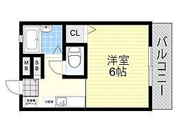 H・Bハイツ 1Kの間取図画像