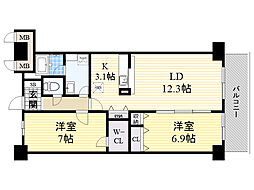 メディオ山田 2LDKの間取図画像