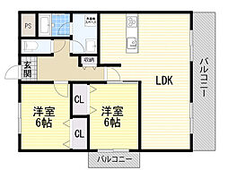 第5・旭永ビル 2LDKの間取図画像