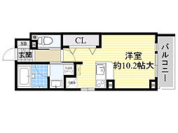 エクセル吹田 ワンルームの間取図画像