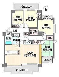 ルネ神戸北町2ノースコート2番館 4LDKの間取図画像