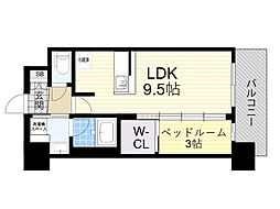 Osaka Metro御堂筋線 新大阪駅 徒歩10分の賃貸マンション 9階1LDKの間取り