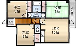 阪急宝塚本線 池田駅 バス9分 上渋谷下車 徒歩8分の賃貸マンション 1階3LDKの間取り