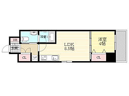 阪急宝塚本線 十三駅 徒歩11分の賃貸マンション 7階1LDKの間取り
