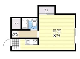 美吉野ハイツ ワンルームの間取図画像