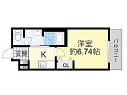 ウェルスクエア池田井口堂 1Kの間取図画像
