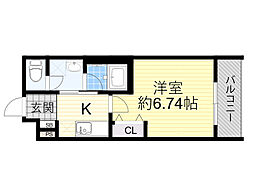 ウェルスクエア池田井口堂 1Kの間取図画像