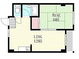 ピア土江PART2 1LDKの間取図画像