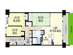 プラウド江坂ガーデンコート 3LDKの間取図画像