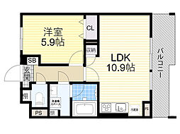 メゾンハナミズキ豊中 1LDKの間取図画像