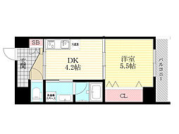 グランフォレテE田川 1Kの間取図画像