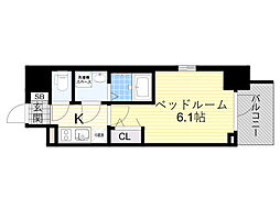 エスリードレジデンス大阪グランノース1 1Kの間取図画像