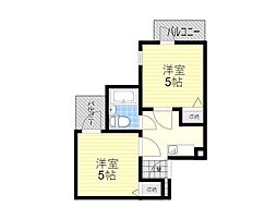 六龍苑岡町 2Kの間取図画像