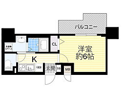 ディームス新大阪 1Kの間取図画像