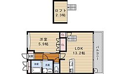 レーブエスポワール 1LDKの間取図画像