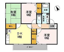 ソレーユ萩原 3DKの間取図画像
