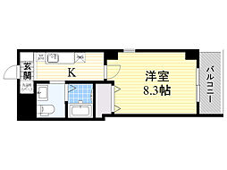リズ新北野 1Kの間取図画像