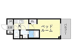 エスリードレジデンス大阪グランノース2 1Kの間取図画像