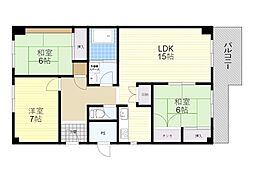 メゾン千里D6棟 3LDKの間取図画像
