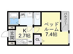 JR東海道・山陽本線 塚本駅 徒歩7分の賃貸アパート 2階1Kの間取り
