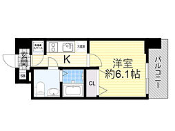 Osaka Metro御堂筋線 東三国駅 徒歩7分の賃貸マンション 9階1Kの間取り