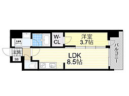 JR東海道・山陽本線 東淀川駅 徒歩4分の賃貸マンション 12階1LDKの間取り