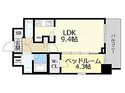 Osaka Metro御堂筋線 江坂駅 徒歩7分の賃貸マンション 6階1LDKの間取り