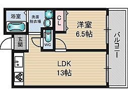 JR東海道・山陽本線 東淀川駅 徒歩4分の賃貸マンション 3階1LDKの間取り