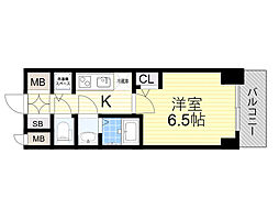 Osaka Metro御堂筋線 江坂駅 徒歩5分の賃貸マンション 14階1Kの間取り