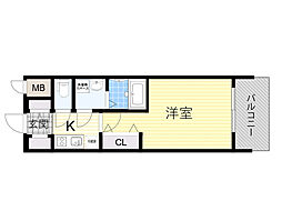 JR東西線 御幣島駅 徒歩9分の賃貸マンション 7階1Kの間取り