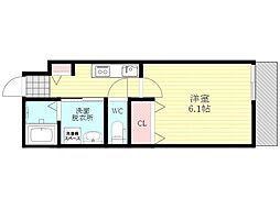 阪急千里線 下新庄駅 徒歩4分の賃貸マンション 3階1Kの間取り