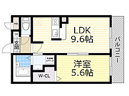 阪急京都本線 相川駅 徒歩8分の賃貸アパート 1階1LDKの間取り