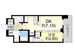 阪急京都本線 崇禅寺駅 徒歩6分の賃貸マンション 6階1DKの間取り