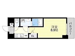 阪急京都本線 上新庄駅 徒歩4分の賃貸マンション 13階1Kの間取り