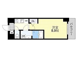 阪急京都本線 上新庄駅 徒歩4分の賃貸マンション 4階1Kの間取り
