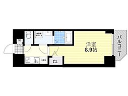 阪急京都本線 上新庄駅 徒歩4分の賃貸マンション 15階1Kの間取り