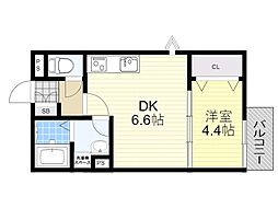北大阪急行電鉄 緑地公園駅 徒歩8分の賃貸アパート 1階1DKの間取り