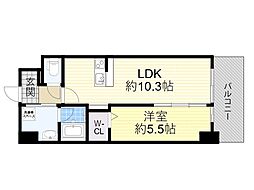 阪急京都本線 茨木市駅 徒歩7分の賃貸マンション 8階1LDKの間取り