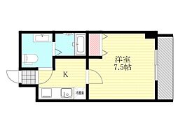 JR東海道・山陽本線 東淀川駅 徒歩7分の賃貸マンション 3階1Kの間取り