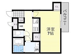 阪急千里線 柴島駅 徒歩3分の賃貸マンション 4階1Kの間取り