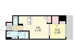 JR東海道・山陽本線 東淀川駅 徒歩3分の賃貸マンション 10階1DKの間取り